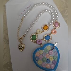 Betsey Johnson Faux Pearl Fruitloops with spoon necklace! HTF! Viral! Stunning